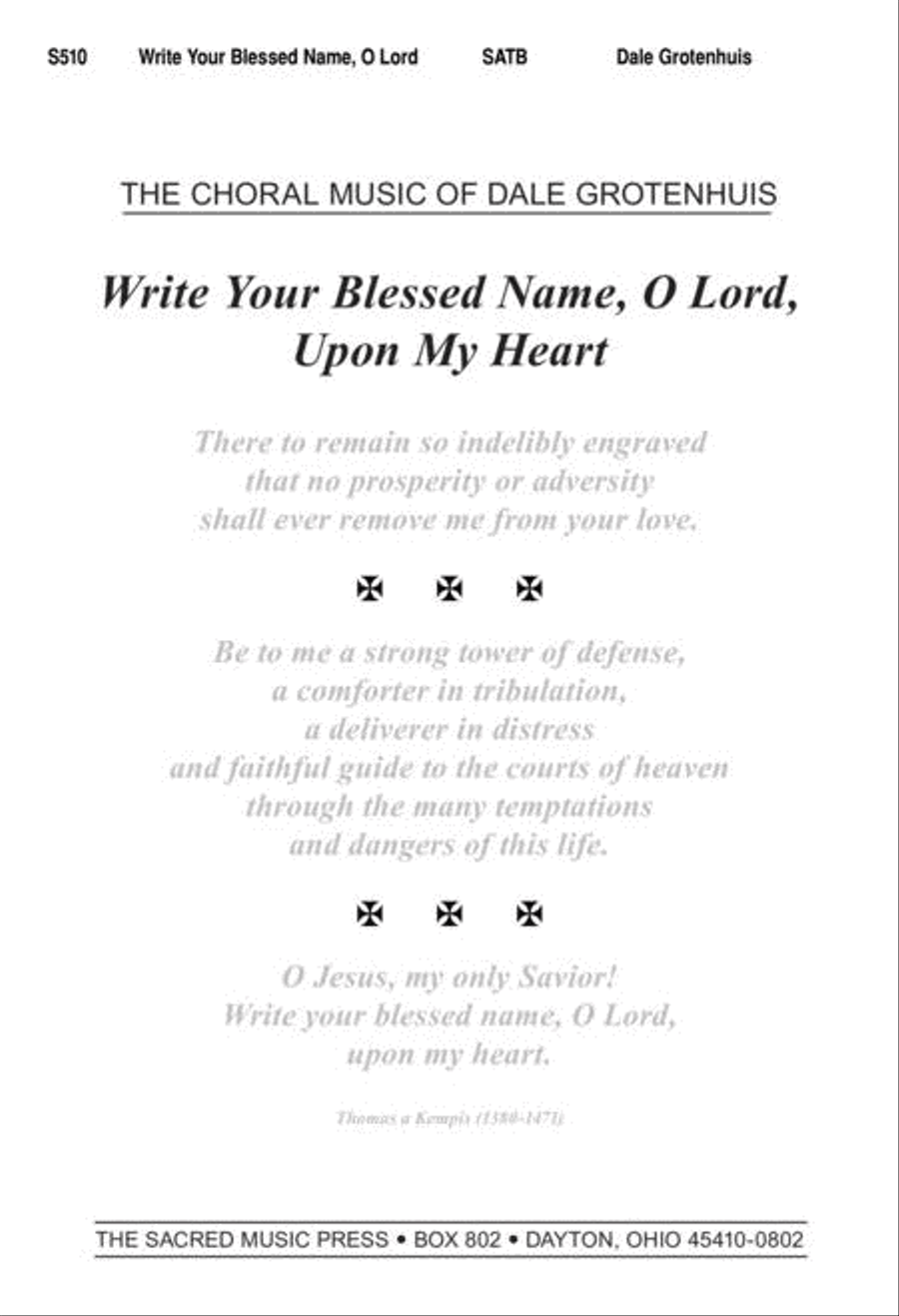 Write Your Blessed Name, O Lord 4-Part scores gallery preview page 1