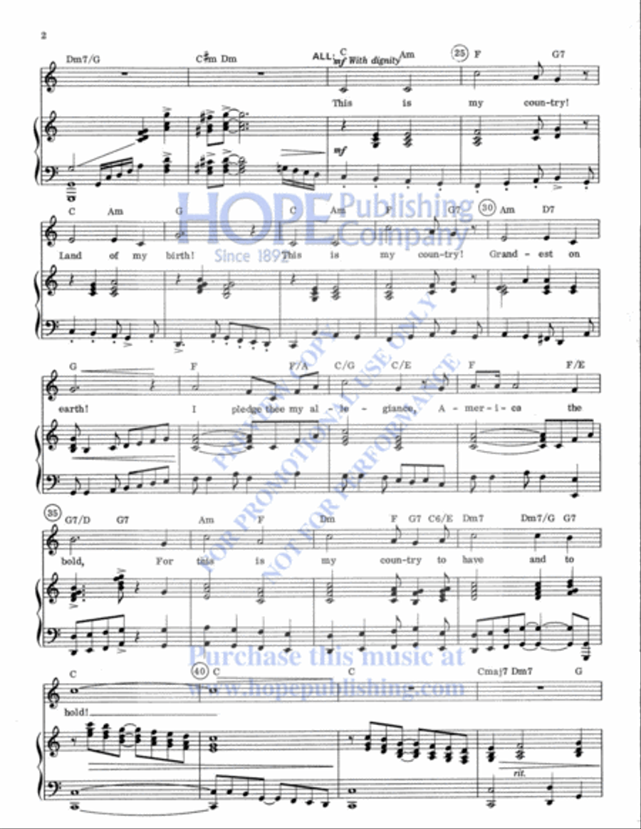 My Country My Country Unison Choir scores gallery preview page 3