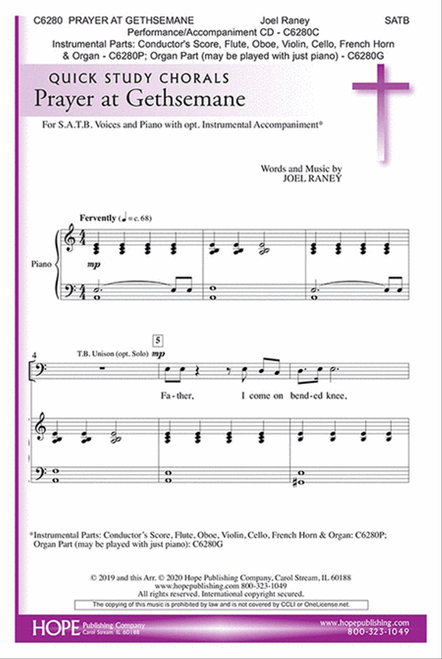 Prayer At Gethsemane 4-Part scores gallery preview page 1