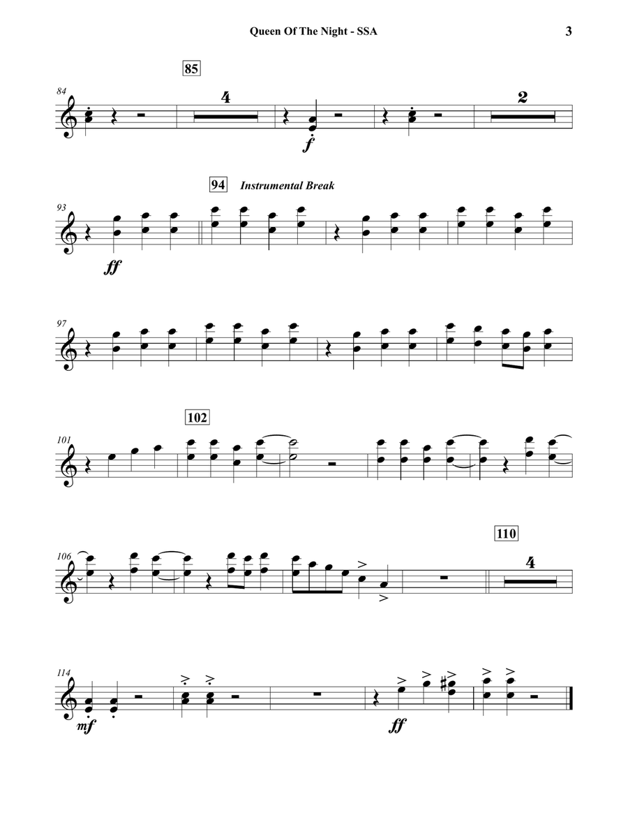 Queen Of The Night Concert Band scores gallery preview page 3