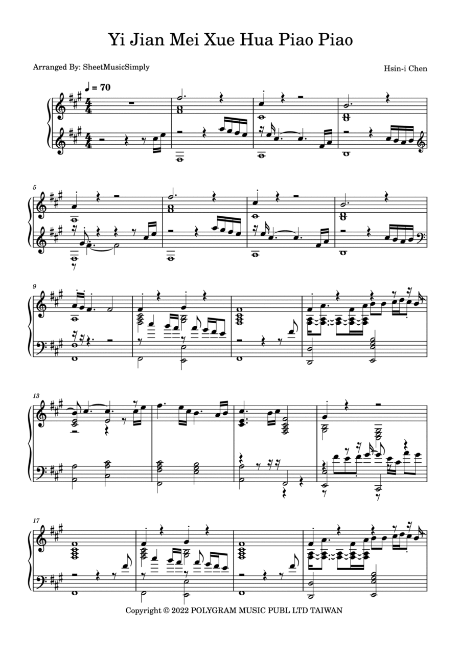 Yi Jian Mei Piano Solo scores gallery preview page 1