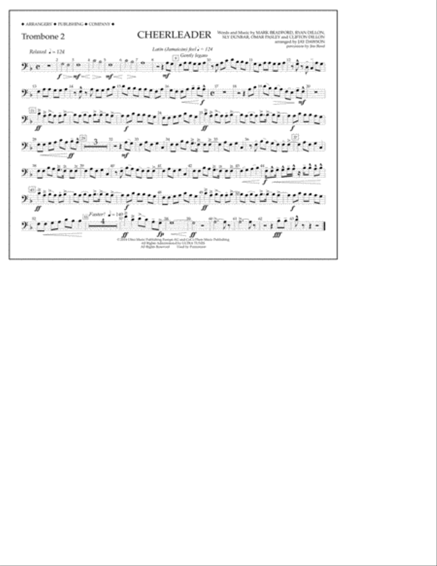 Cheerleader - Trombone 2 Marching Band scores gallery preview page 1