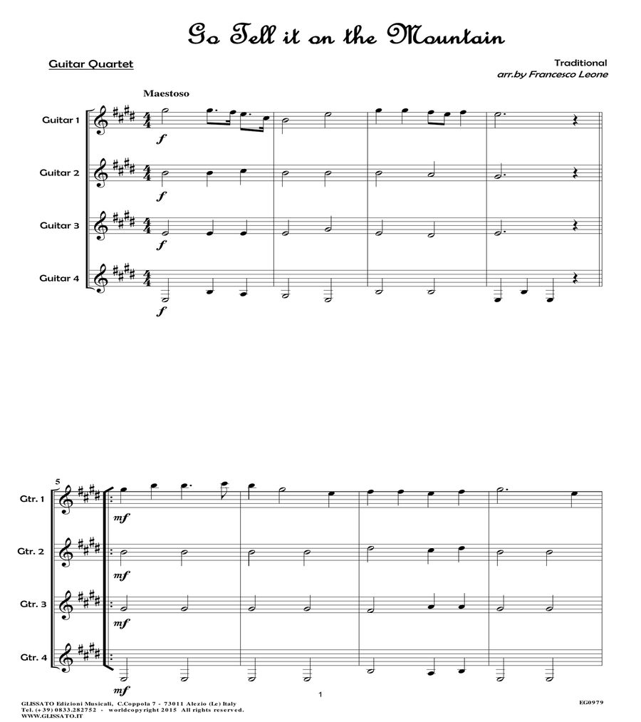 10 Easy Christmas Tunes - Guitar Quartet (score ) image number null