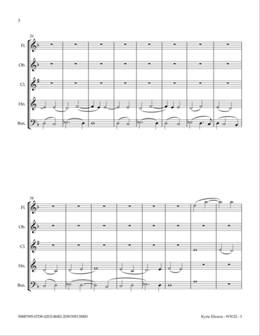Kyrie Elieson from Missa De Beata Virgine Woodwind Quintet scores gallery preview page 6
