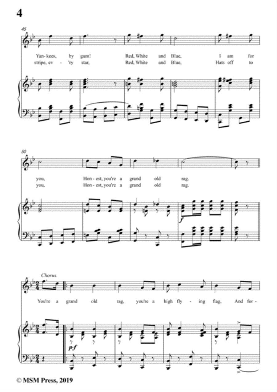 George M. Cohan-You're A Grand Old Rag,in B flat Major,for Voice&Piano Voice scores gallery preview page 6