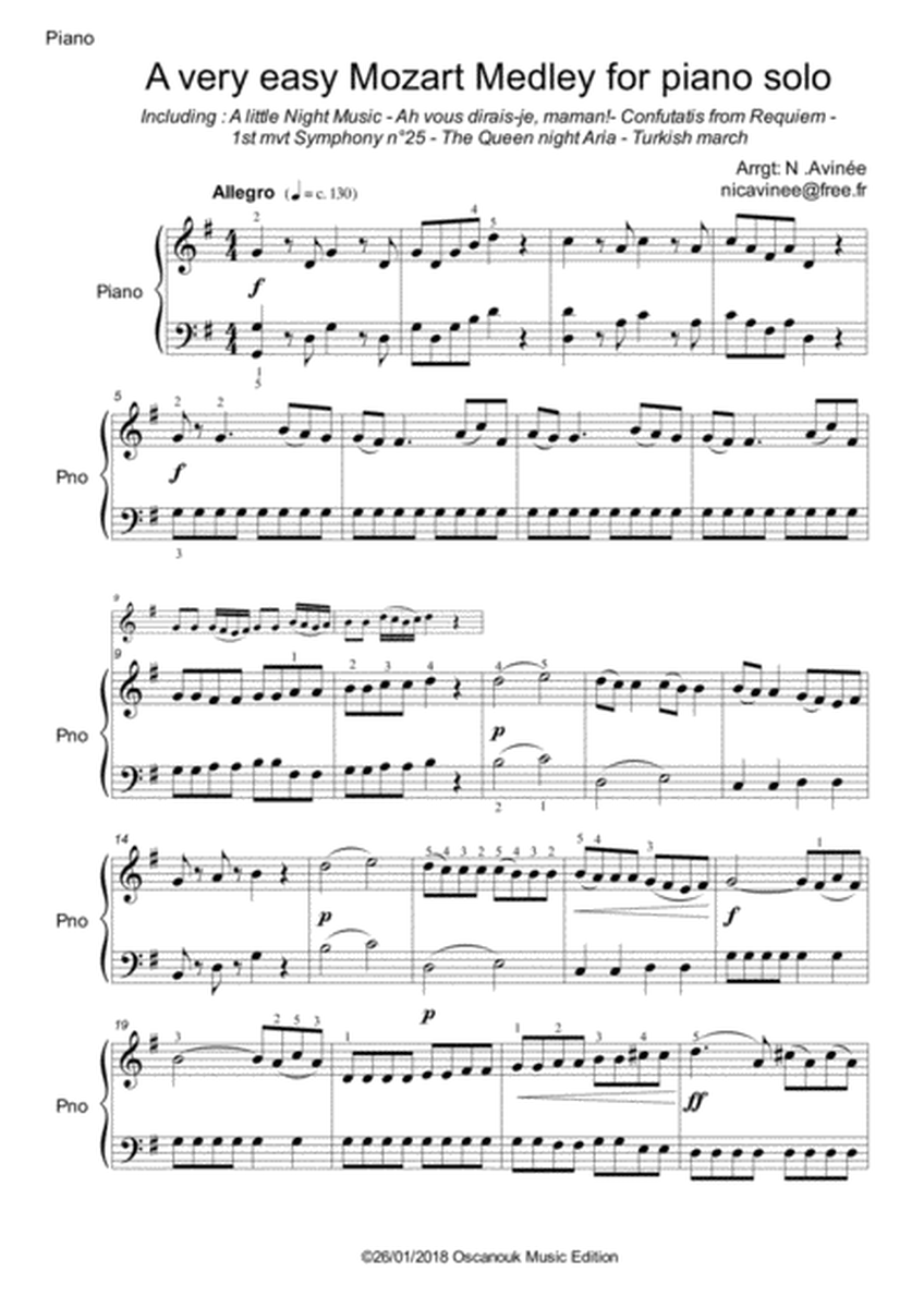 A very easy Mozart Medley for Piano solo image number null