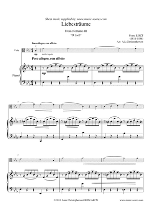 Liebestraume No.3 - Notturno No.3 - Viola and Piano
