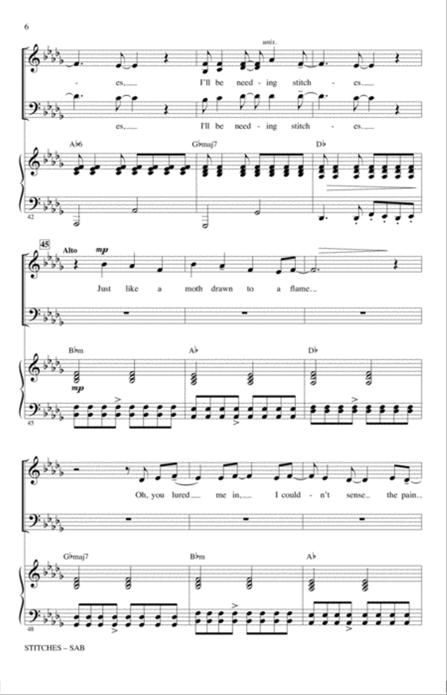 Stitches (arr. Jacob Narverud) 3-Part scores gallery preview page 5