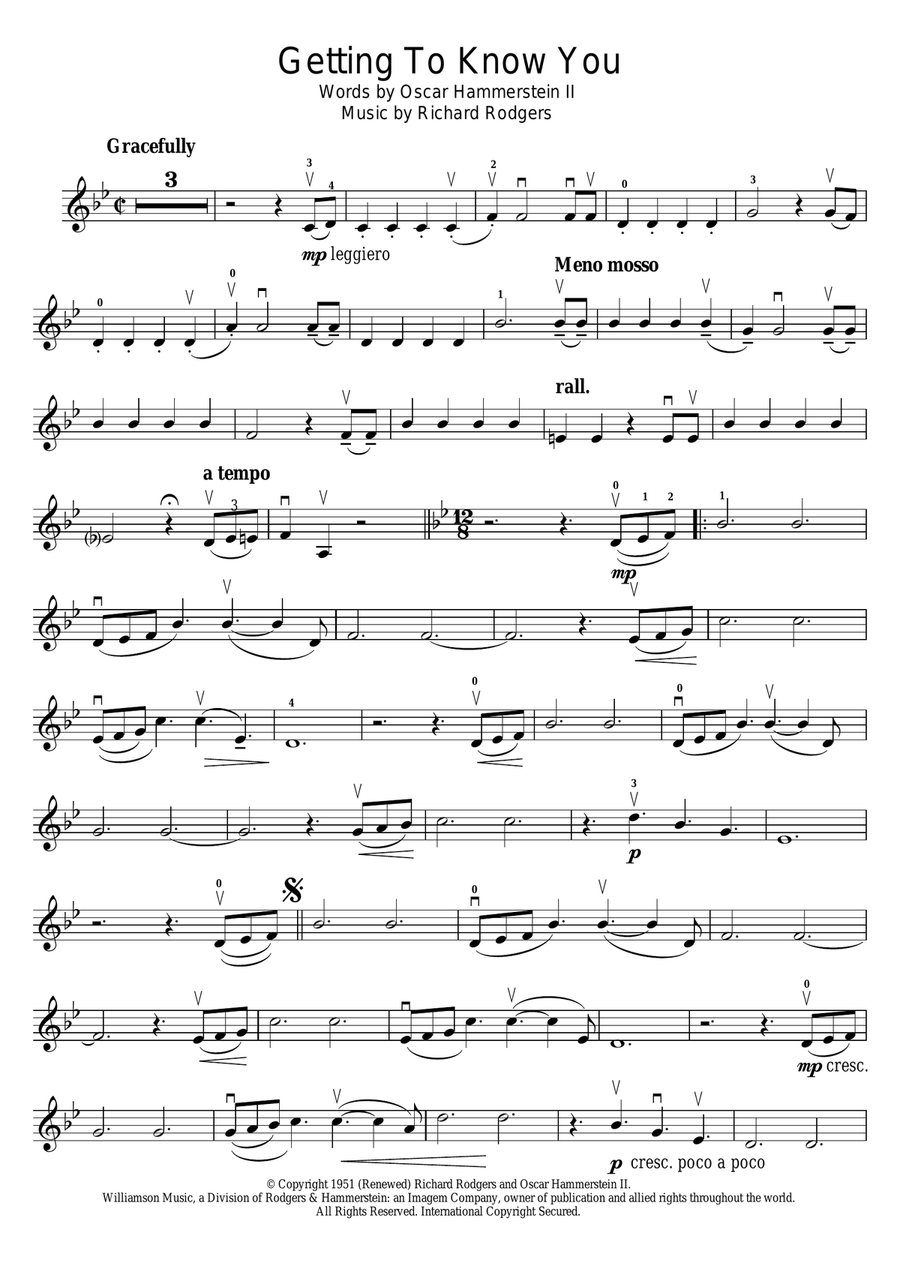 Getting To Know You (from The King And I) Violin Solo scores gallery preview page 1