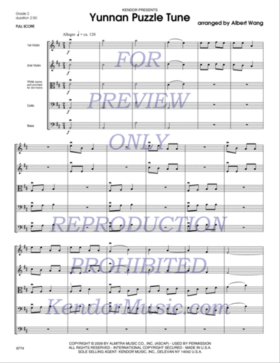 Yunnan Puzzle Tune String Orchestra scores gallery preview page 2
