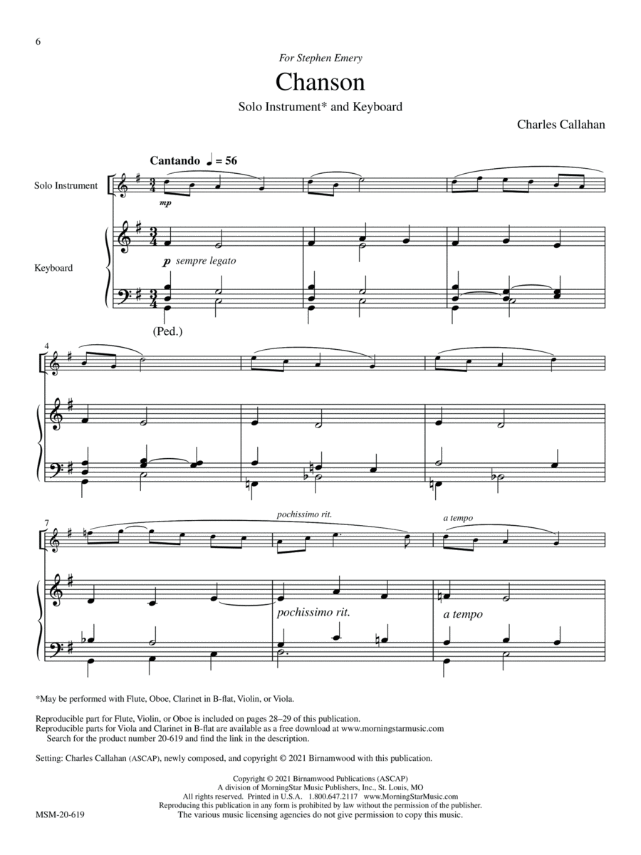Chanson Piano scores gallery preview page 1