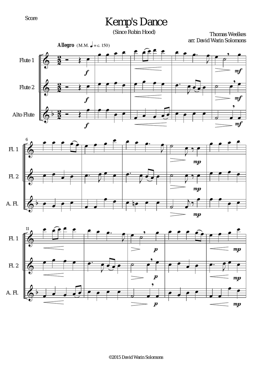 Kemp's Dance (Since Robin Hood) for flute trio Flute Trio scores gallery preview page 1