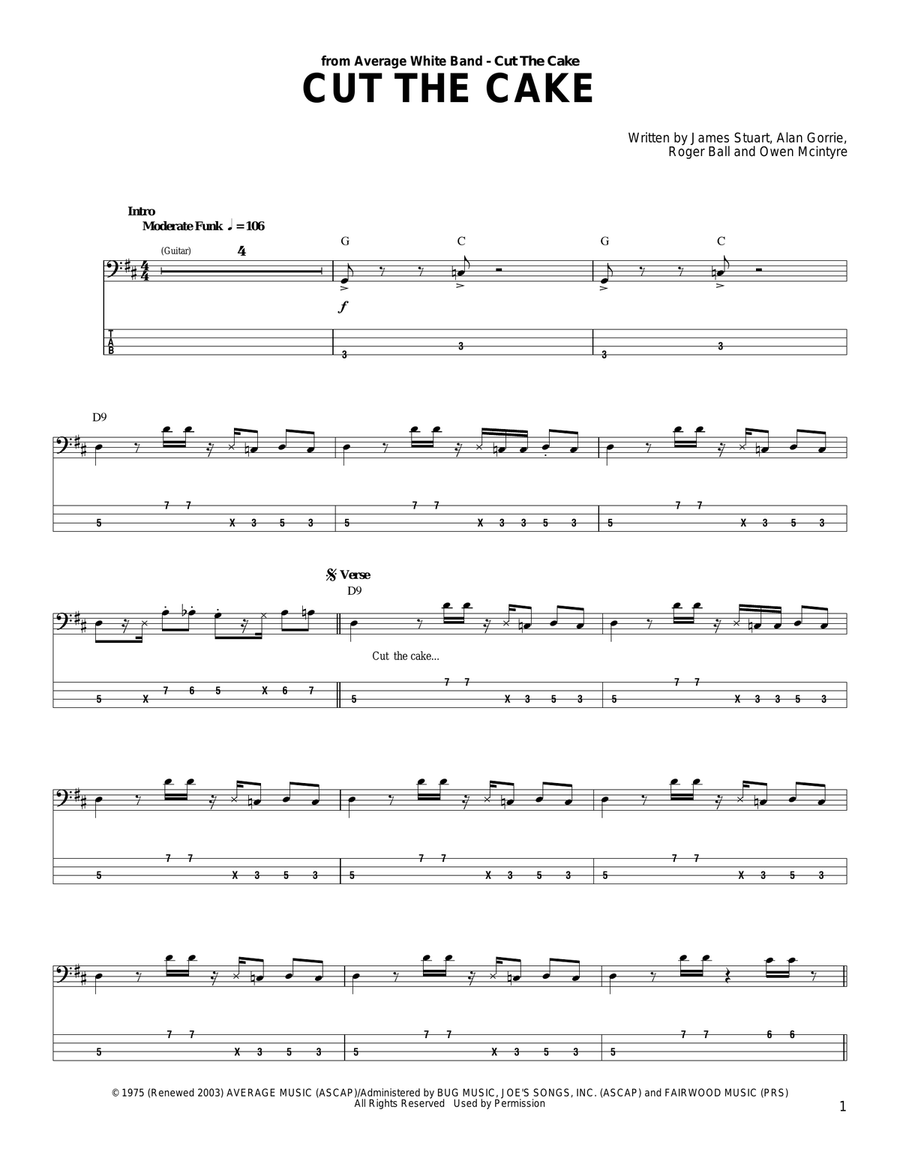 Cut The Cake Cut The Cake Acoustic Guitar scores gallery preview page 1