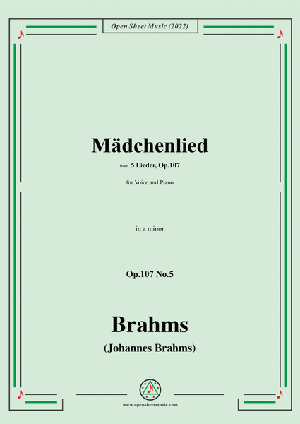 Brahms-Madchenlied,Op.107 No.5 in a minor,for Voice and Piano