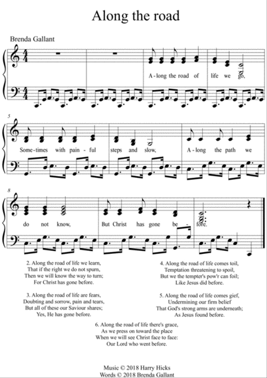 Along the road of life we go. A new hymn! Unison Choir scores gallery preview page 1