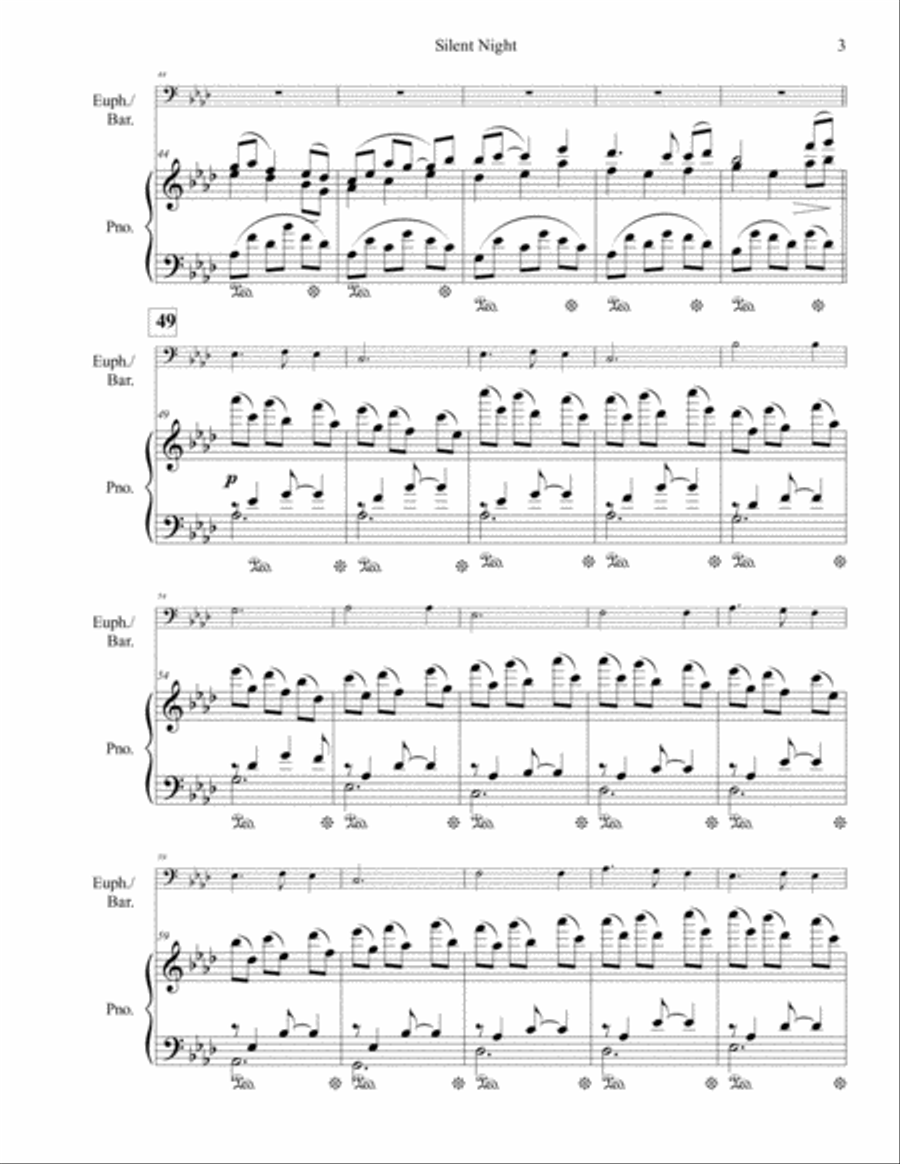 Silent Night for Euphonium or Baritone Baritone Horn scores gallery preview page 4