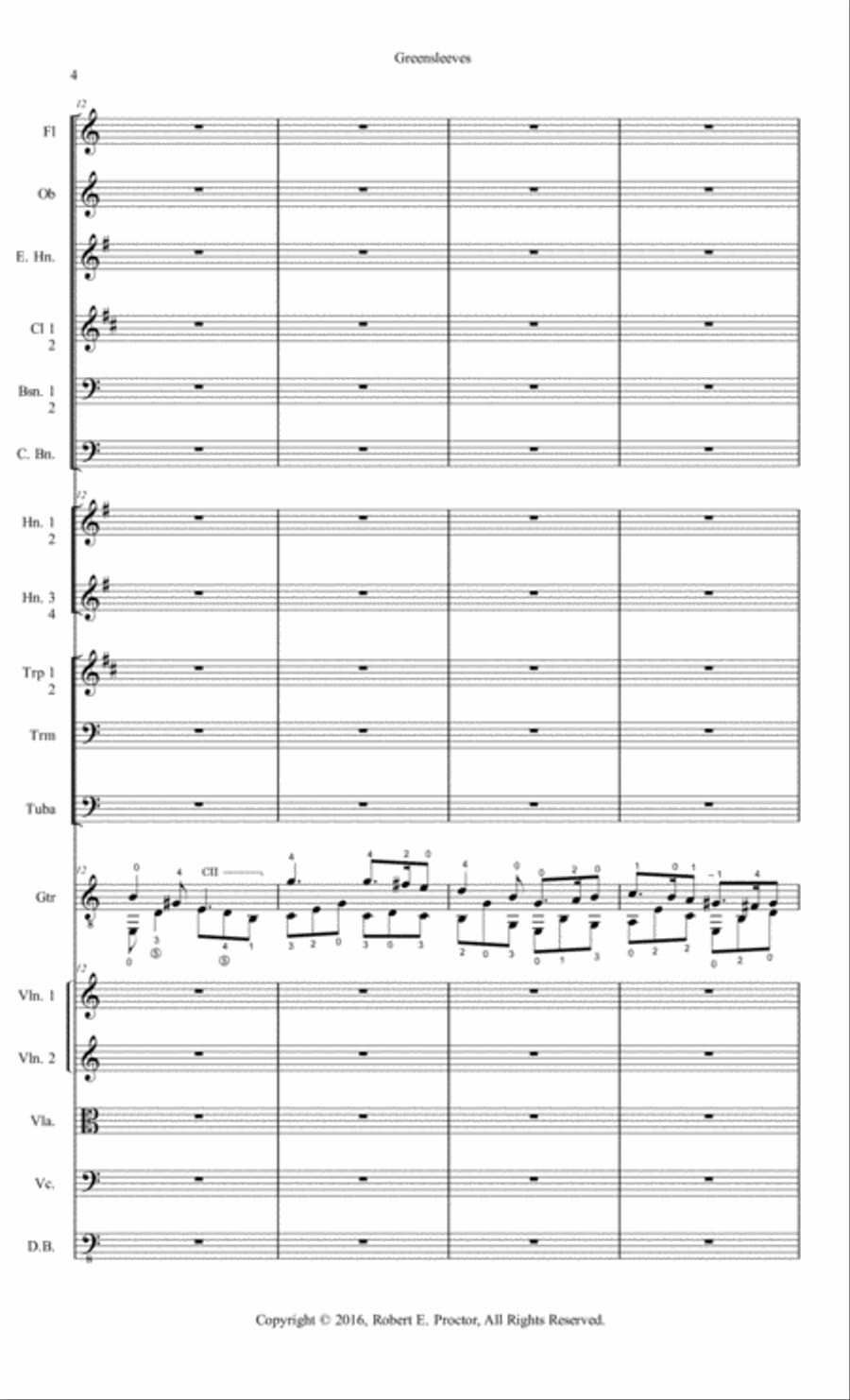 Greensleeves for Guitar and Orchestra Full Orchestra scores gallery preview page 5