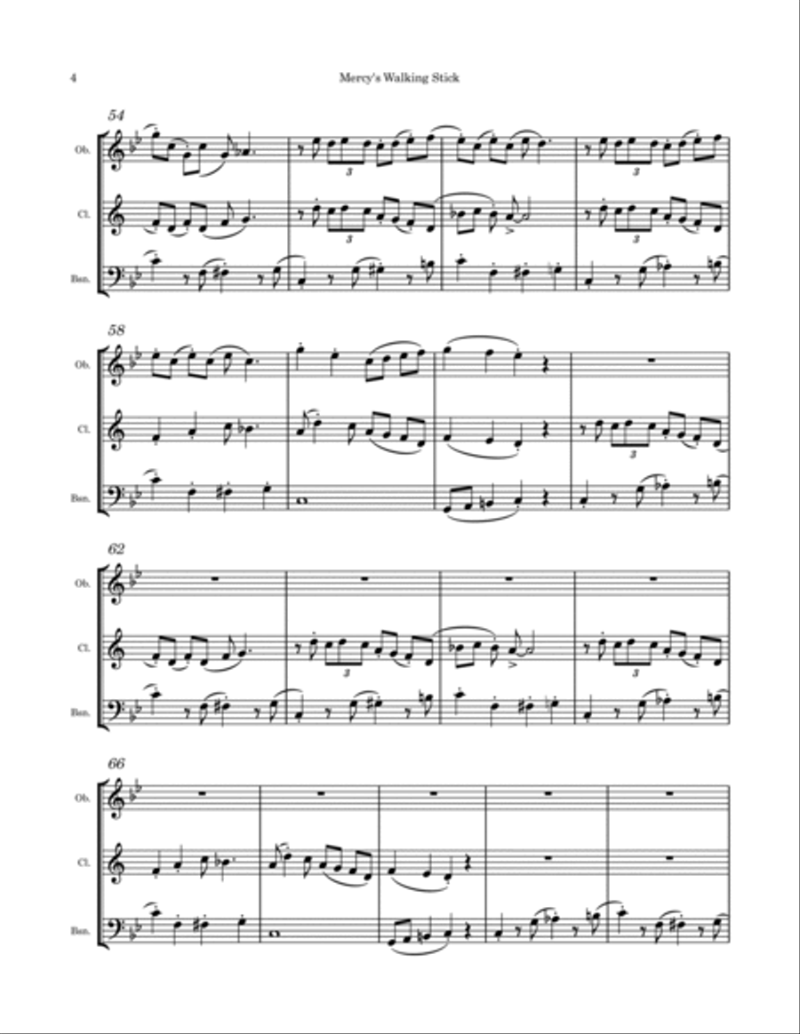 Mercy' Walking Stick Mercy' Walking Stick Woodwind Trio scores gallery preview page 4