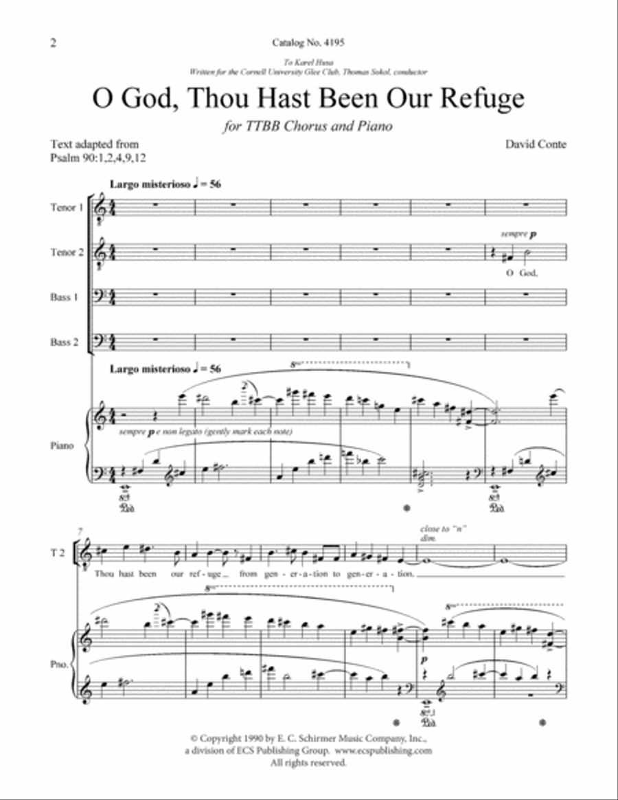 Three Sacred Pieces: 2. O God, Thou Hast Been Our Refuge TTBB scores gallery preview page 2