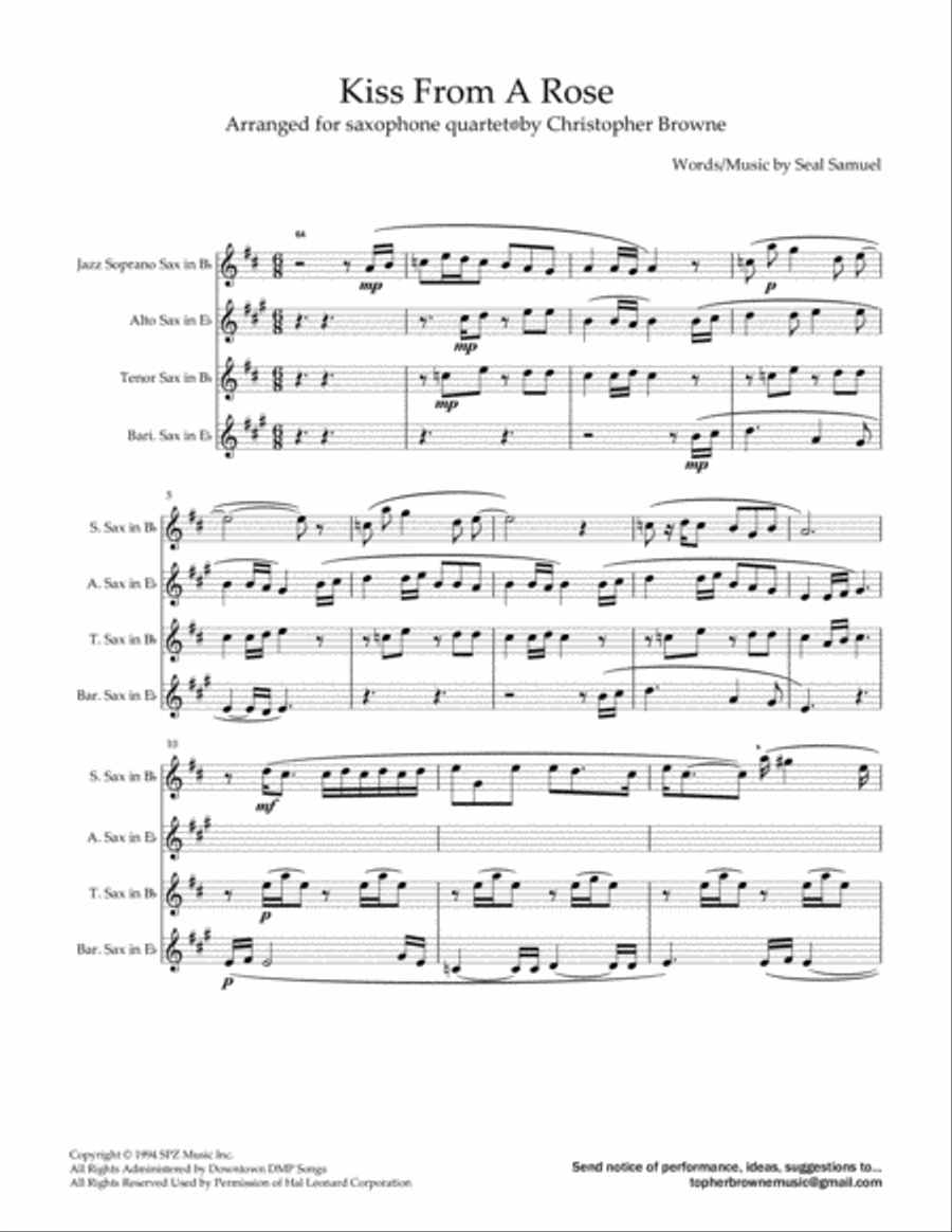 Kiss From A Rose Kiss From A Rose Woodwind Quartet scores gallery preview page 2