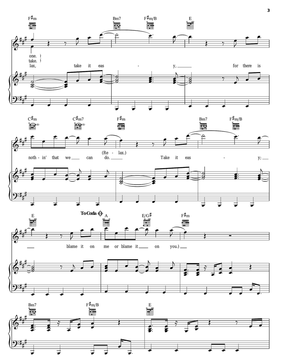 Relax (Take It Easy) Piano, Vocal, Guitar scores gallery preview page 3