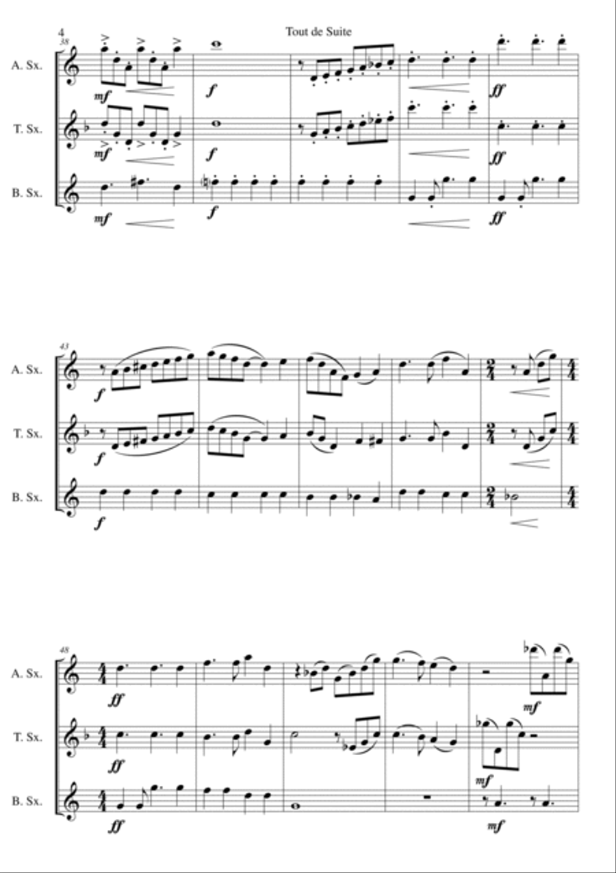 Tout de Suite (or Toot Sweet) for saxophone trio Woodwind Trio scores gallery preview page 4