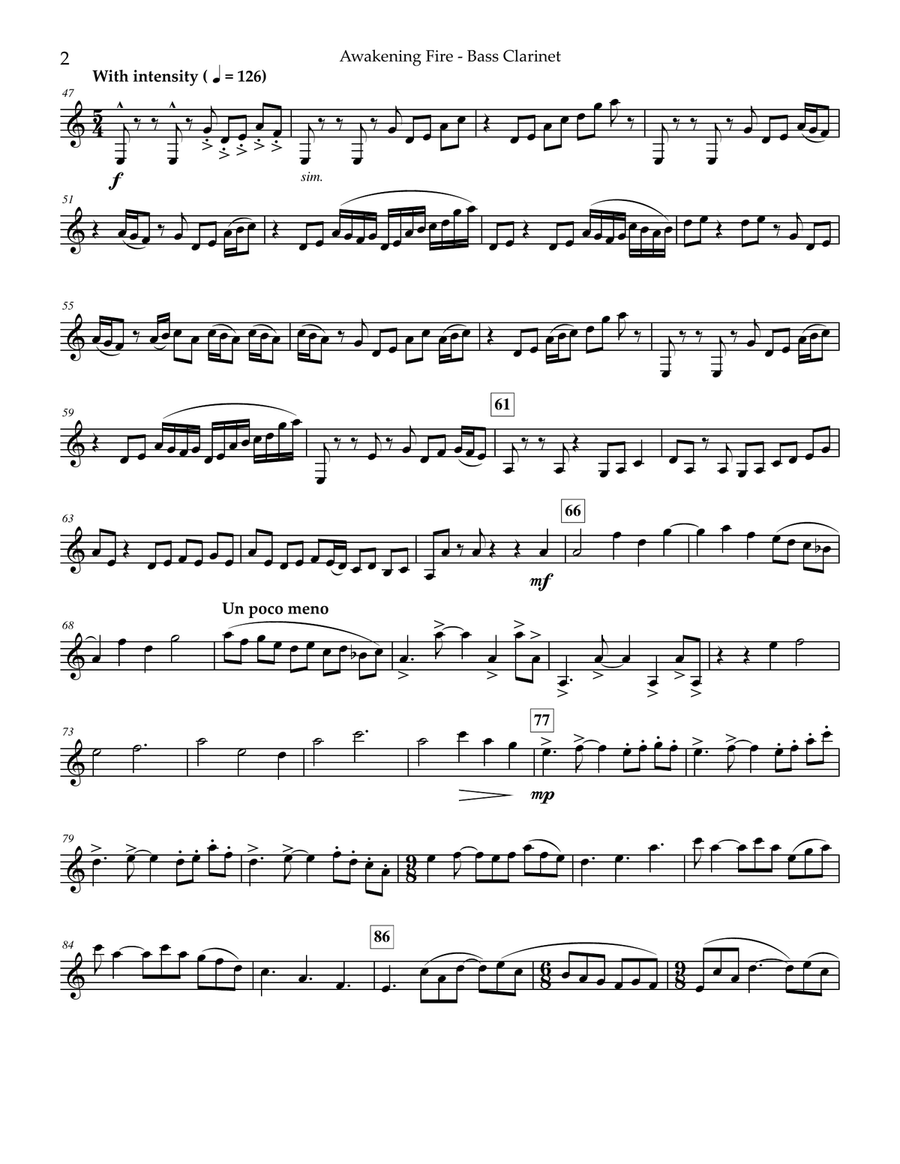 Awakening Fire Bass Clarinet scores gallery preview page 3