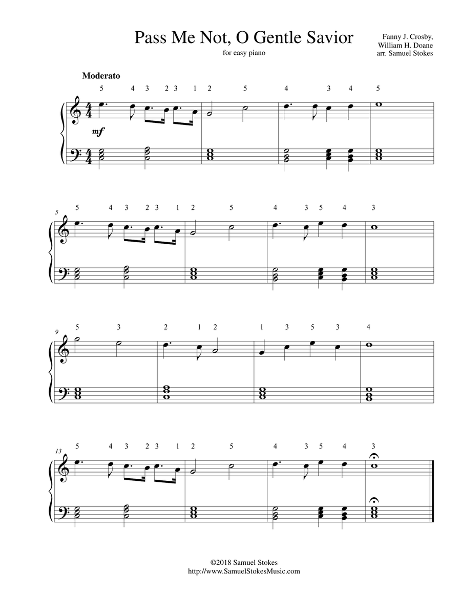 Pass Me Not, O Gentle Savior - for easy piano Easy Piano scores gallery preview page 1