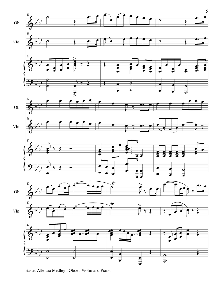 EASTER ALLELUIA MEDLEY (Trio – Oboe, Violin/Piano) Score and Parts Small Ensemble scores gallery preview page 5