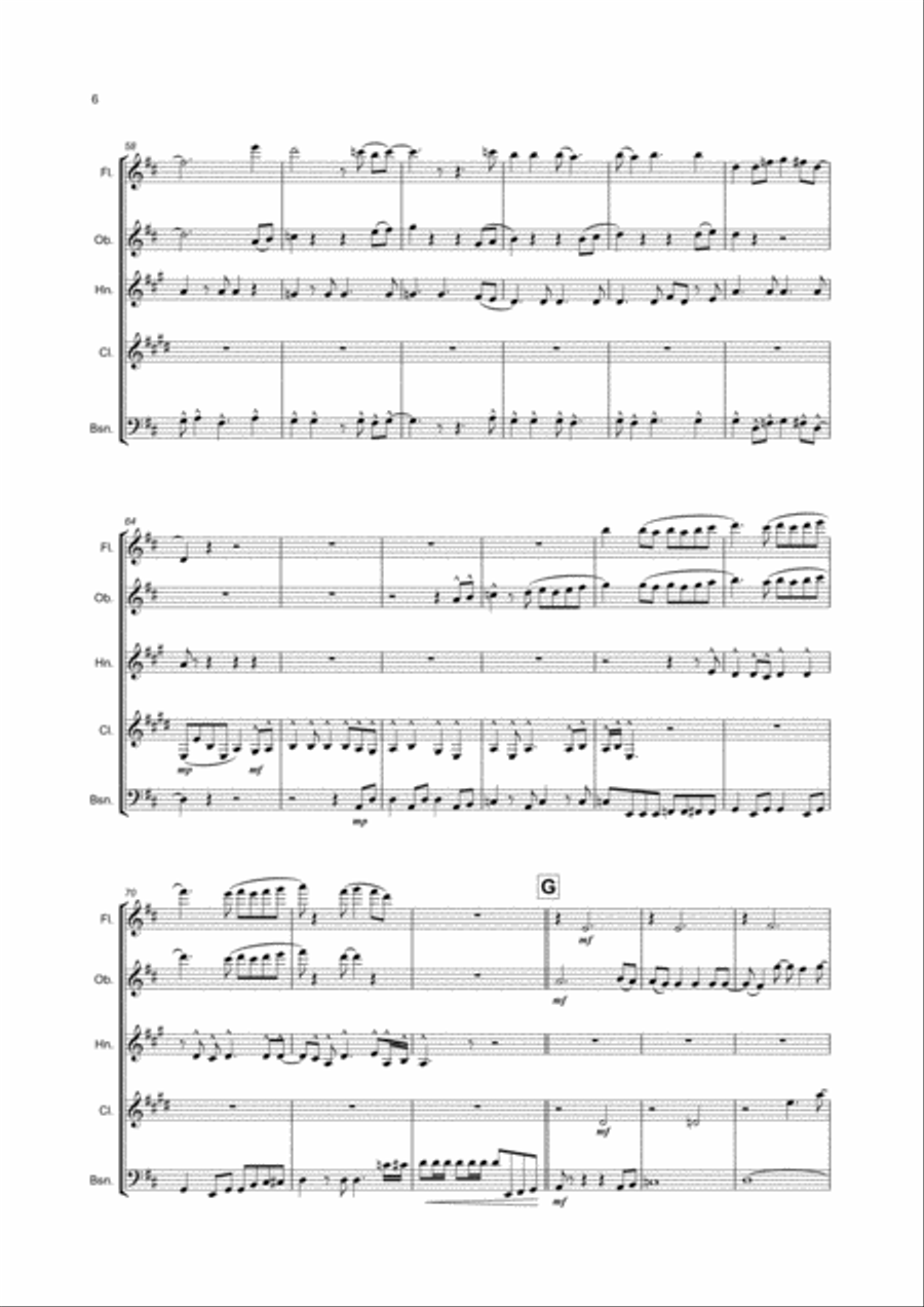 Sweet Child O' Mine Woodwind Quintet scores gallery preview page 6