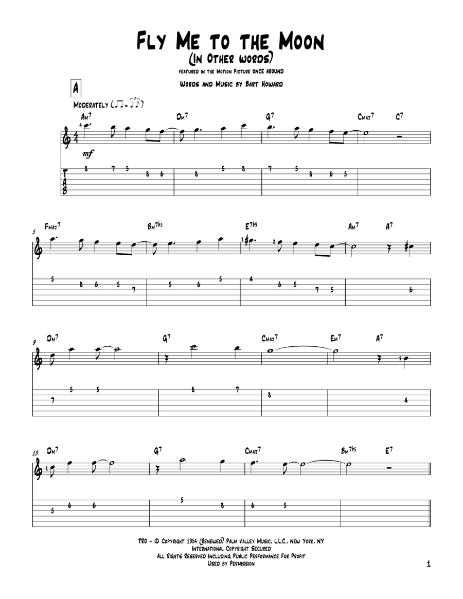 Fly Me To The Moon (In Other Words) Electric Guitar scores gallery preview page 1