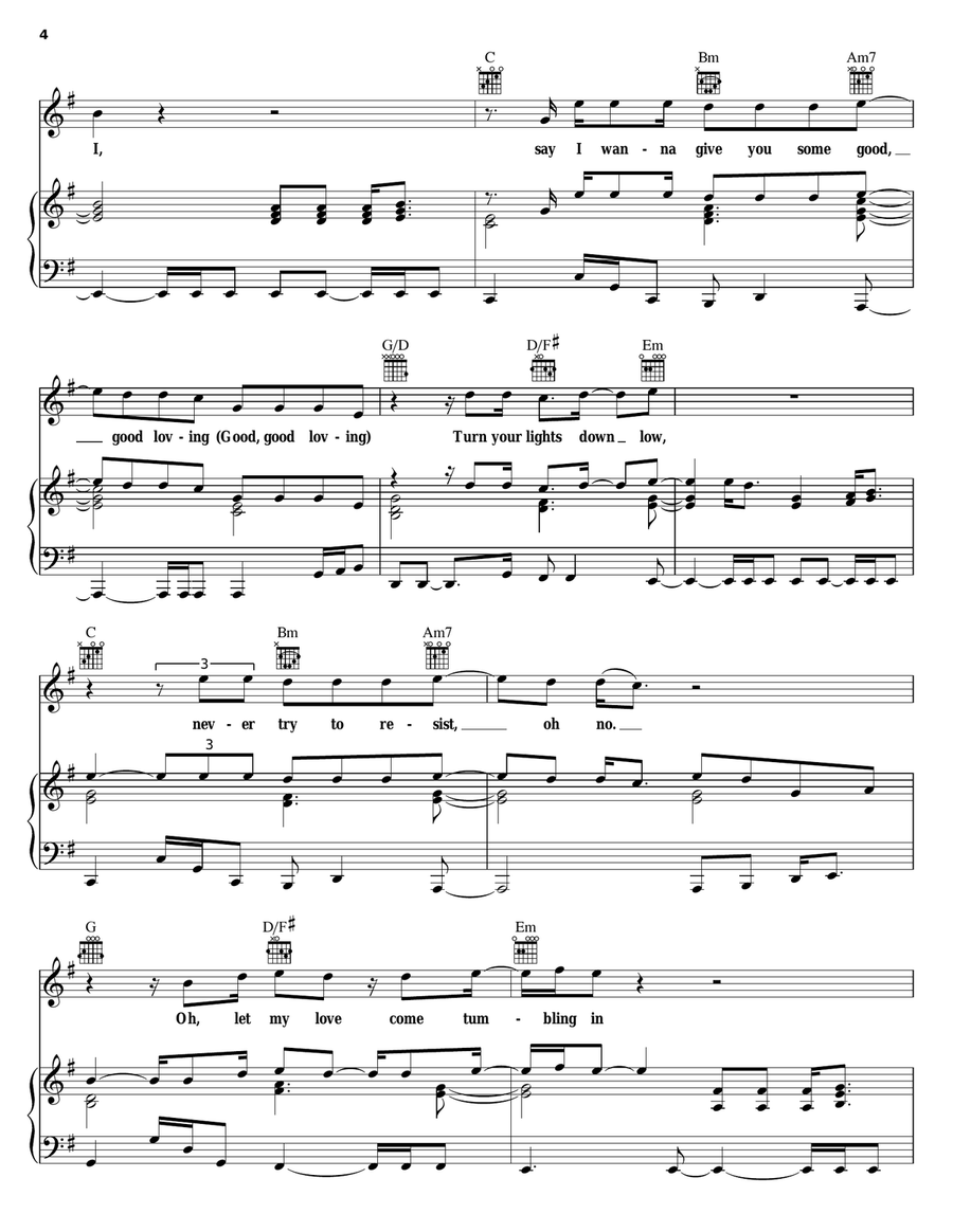 Turn Your Lights Down Low Piano, Vocal, Guitar scores gallery preview page 4