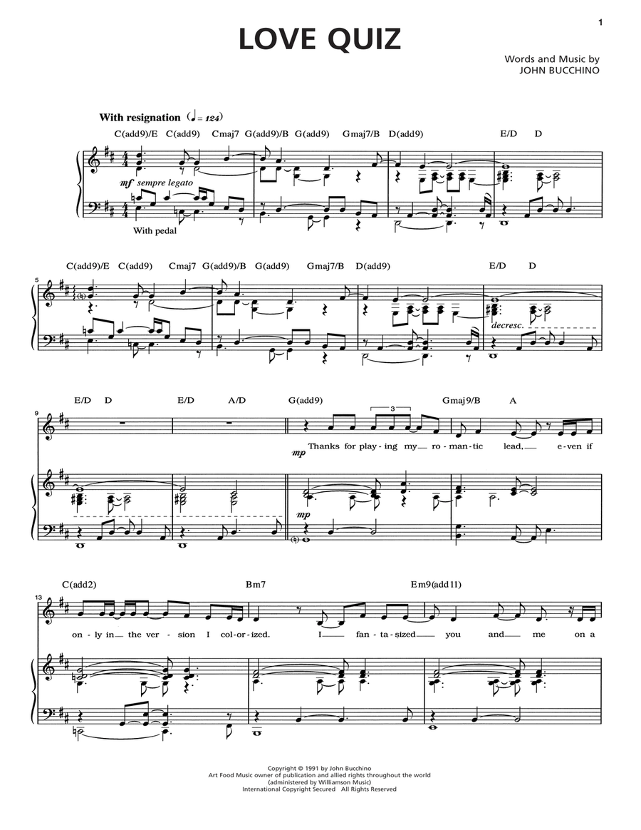 Love Quiz Love Quiz Piano, Vocal scores gallery preview page 1