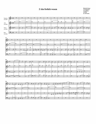 2 Ain frelich wesen (arrangement for 4 recorders)