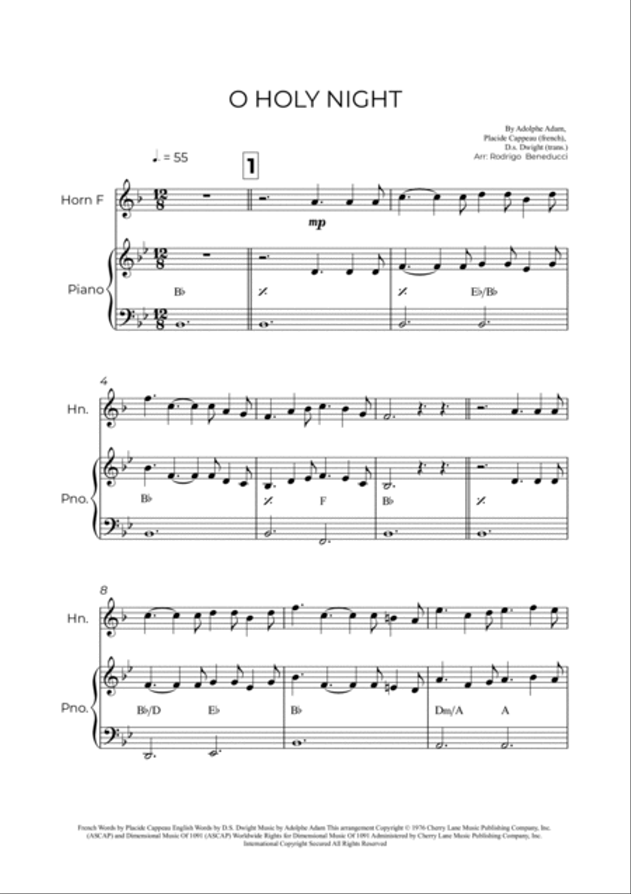 O Holy Night Horn scores gallery preview page 2