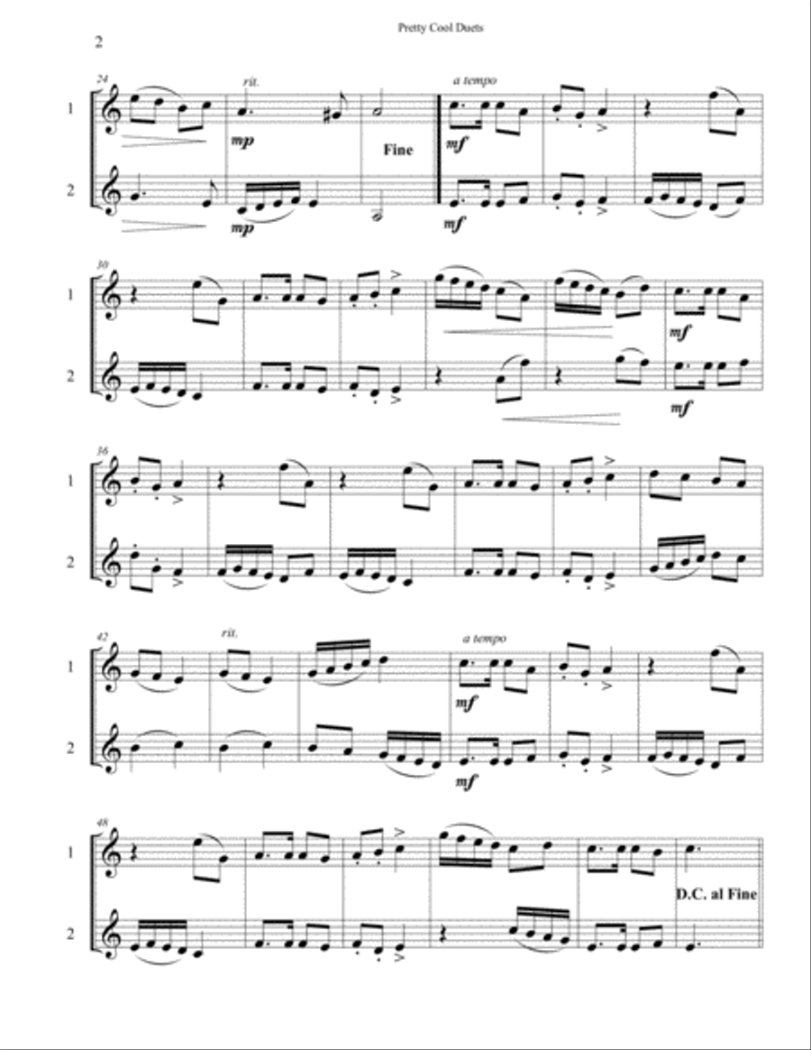 Pretty Cool Duets for French horns or Trumpets Brass Duet scores gallery preview page 3
