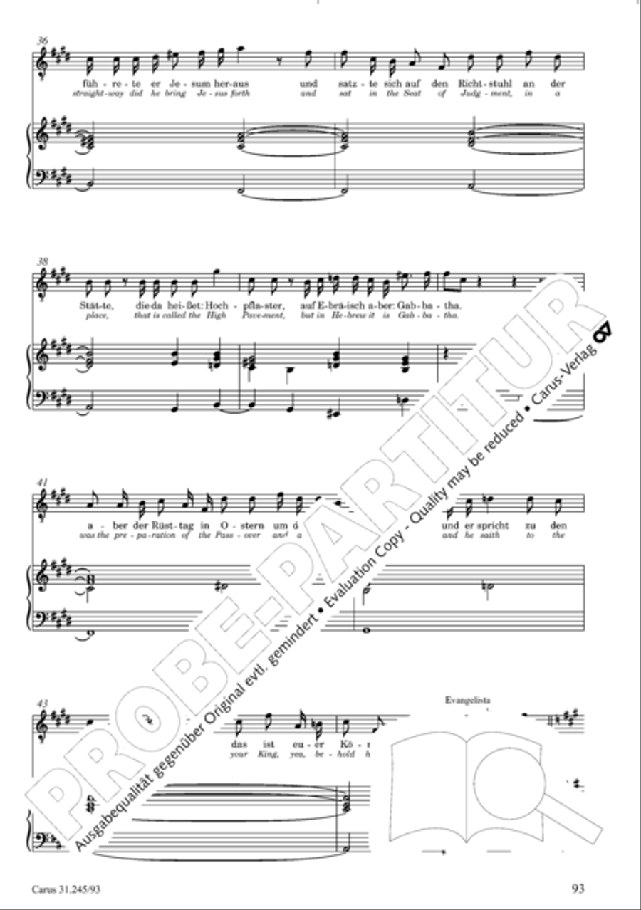 St. John Passion (Johannes-Passion) 4-Part scores gallery preview page 94