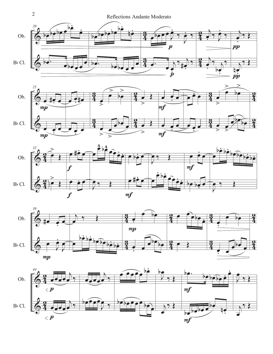 Reflections for Oboe and Bb Clarinet Woodwind Duet scores gallery preview page 5