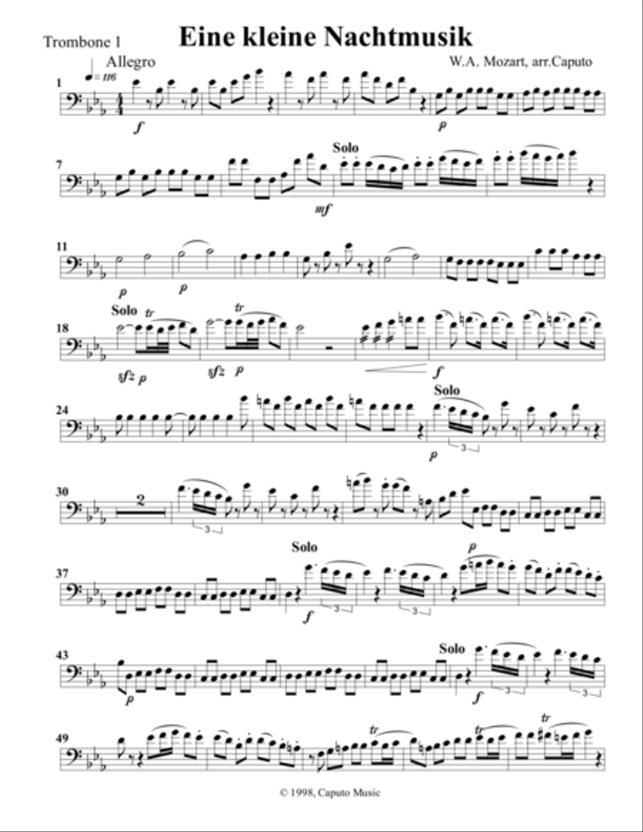 Low Brass-Eine kleine Nachtmusik-Set of Parts Brass Ensemble scores gallery preview page 1