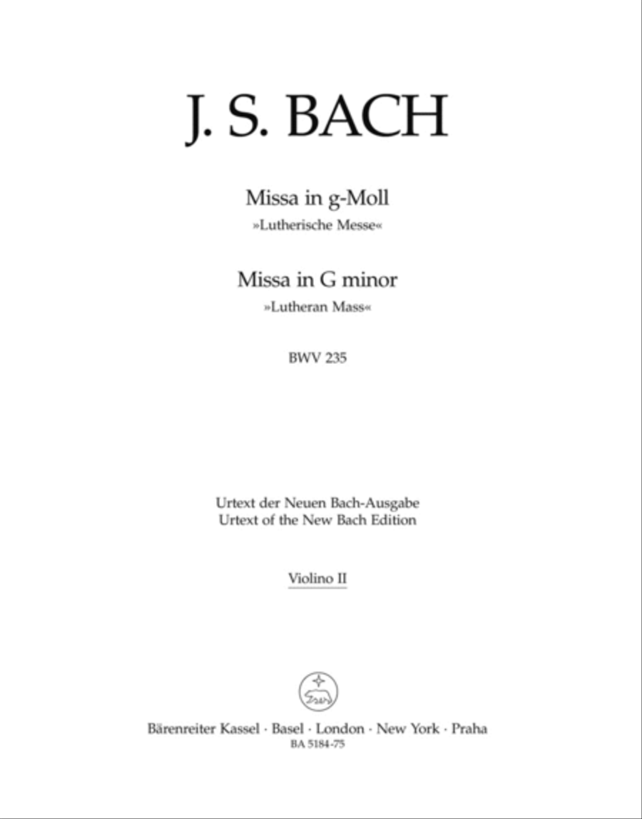 Mass g minor, BWV 235 'Lutheran Mass 3' Violin scores gallery preview page 1