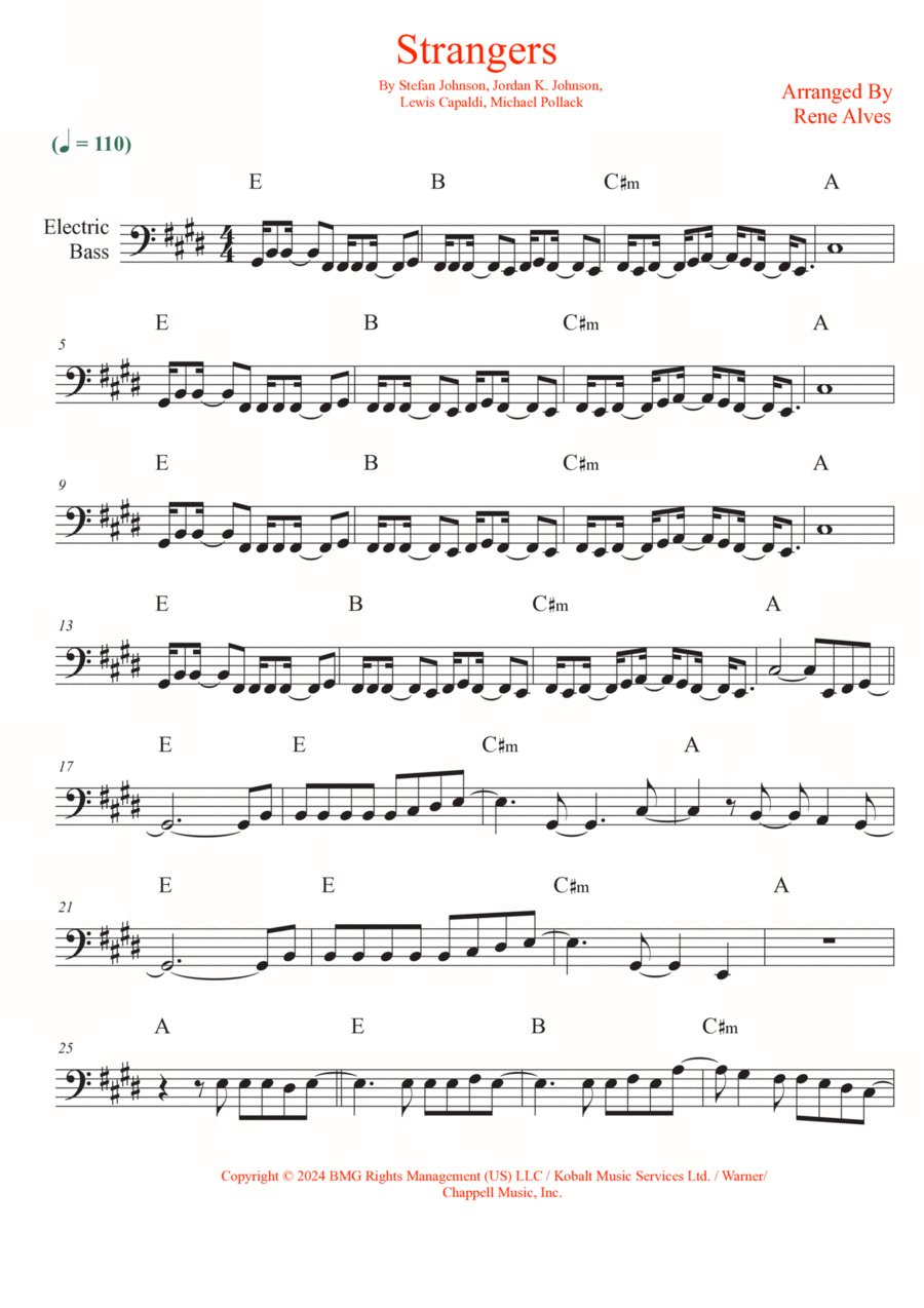 Strangers Bass Guitar scores gallery preview page 1