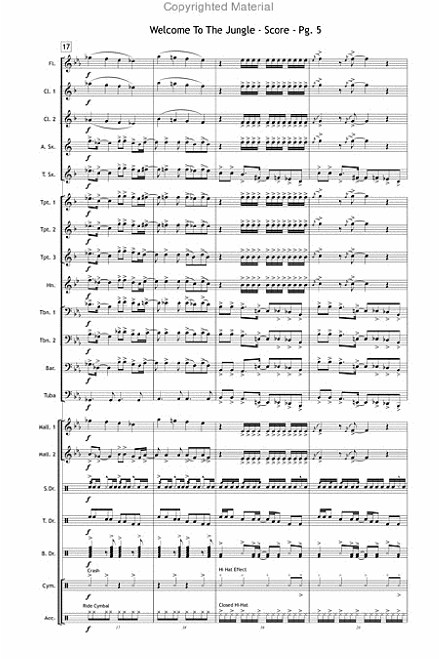 Welcome to the Jungle Marching Band scores gallery preview page 6