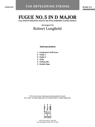 Book cover for Fugue No. 5 in D Major: Score