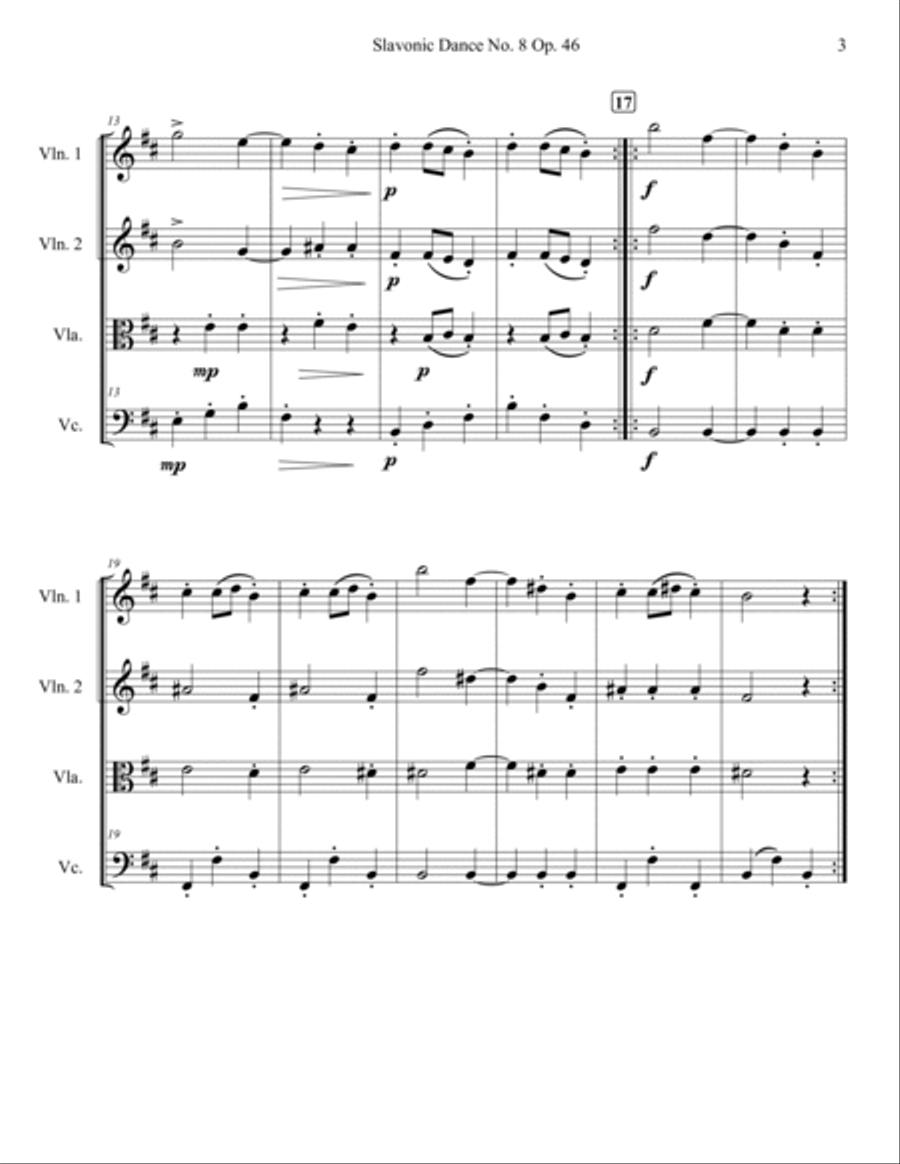 Slavonic Dance Op. 46 No. 8 String Quartet scores gallery preview page 3