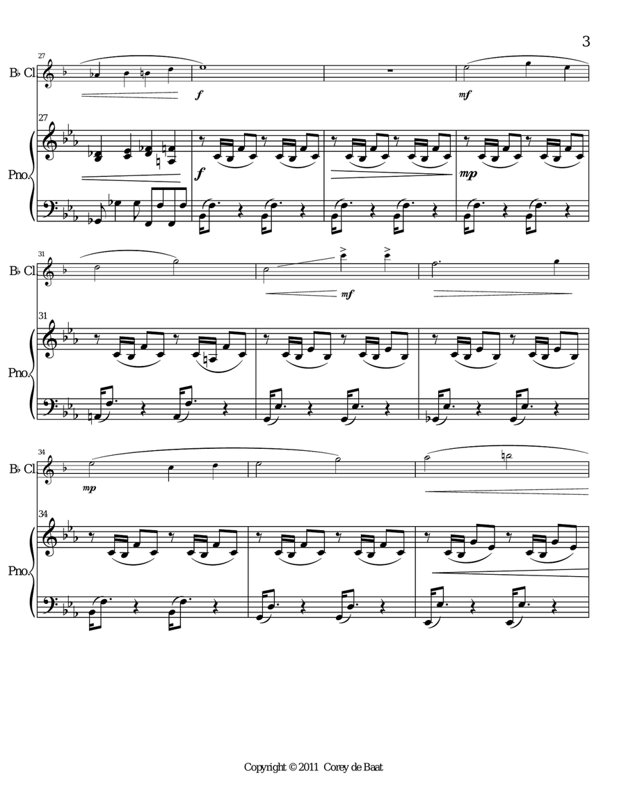 The City in the Valley: Three Pieces for Piano and Clarinet Clarinet Solo scores gallery preview page 5