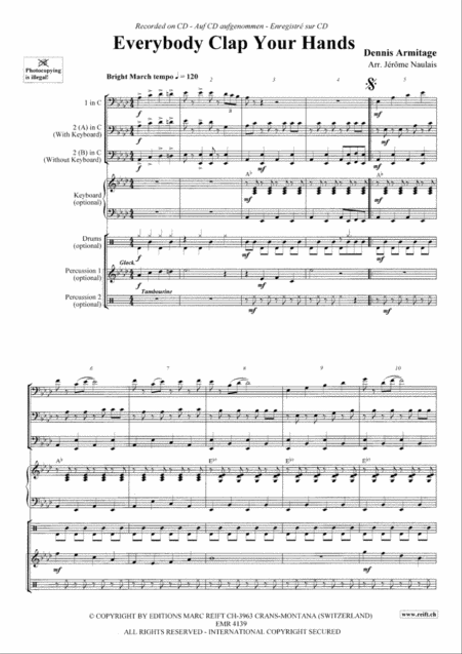 Everybody Clap Your Hands Trombone Duet scores gallery preview page 3