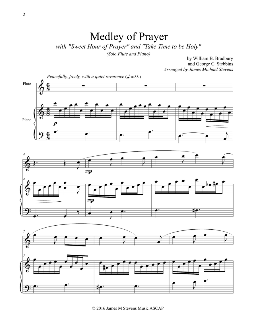 Medley of Prayer (Sweet Hour of Prayer/Take Time to be Holy) - FLUTE Flute Solo scores gallery preview page 2