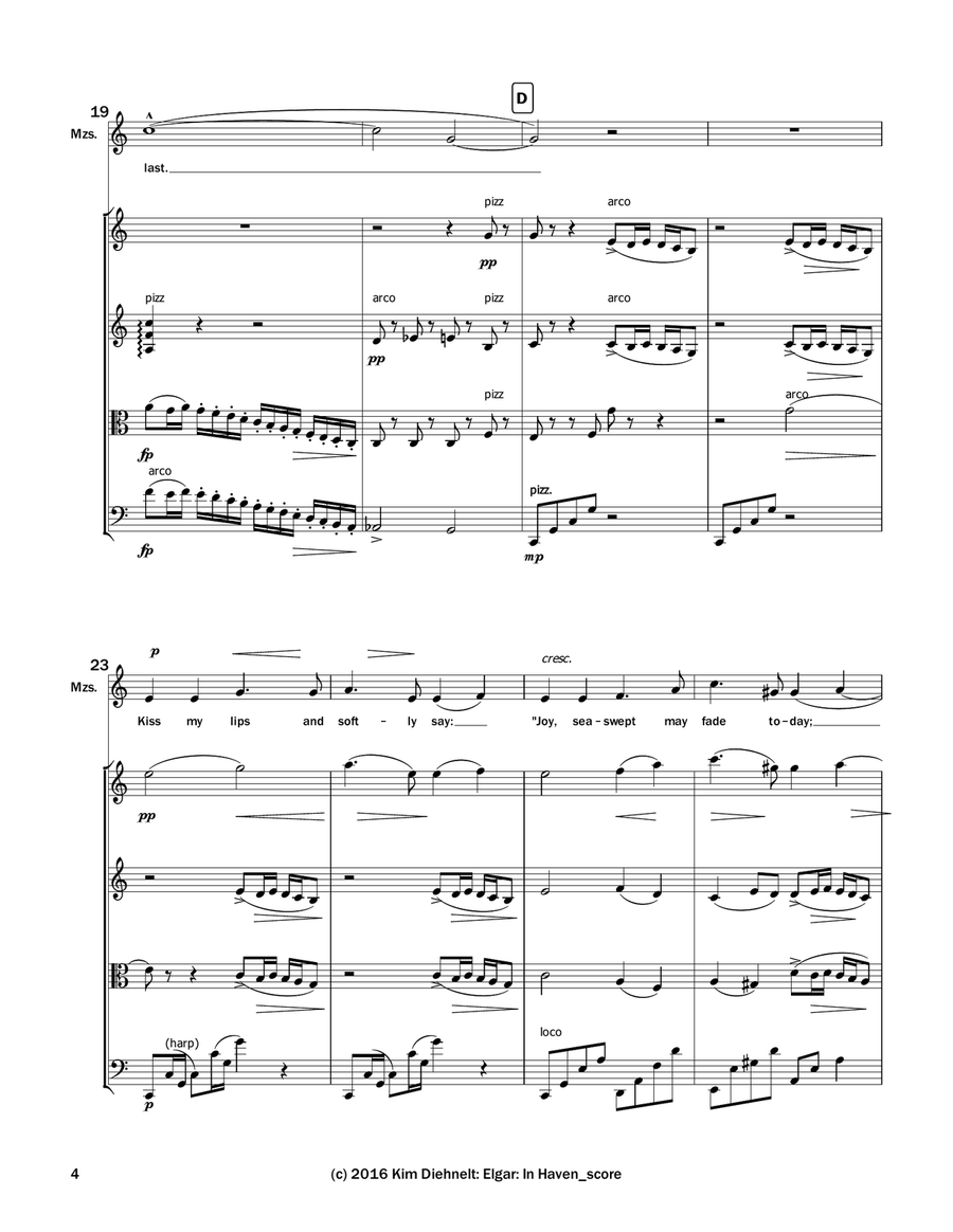 Elgar: In Haven (Capri) from Sea Pictures (Arr. Voice and String Quartet) String Quartet scores gallery preview page 5
