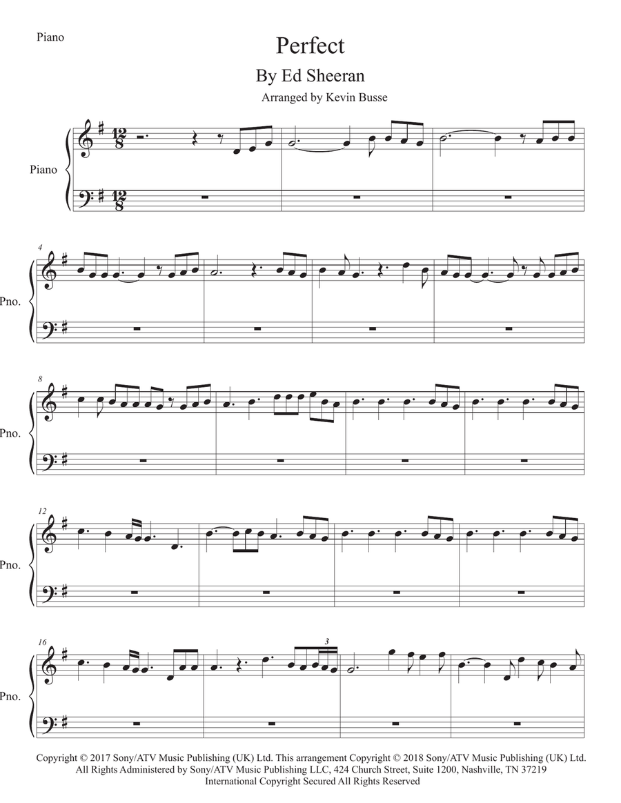 Perfect Perfect Easy Piano scores gallery preview page 1