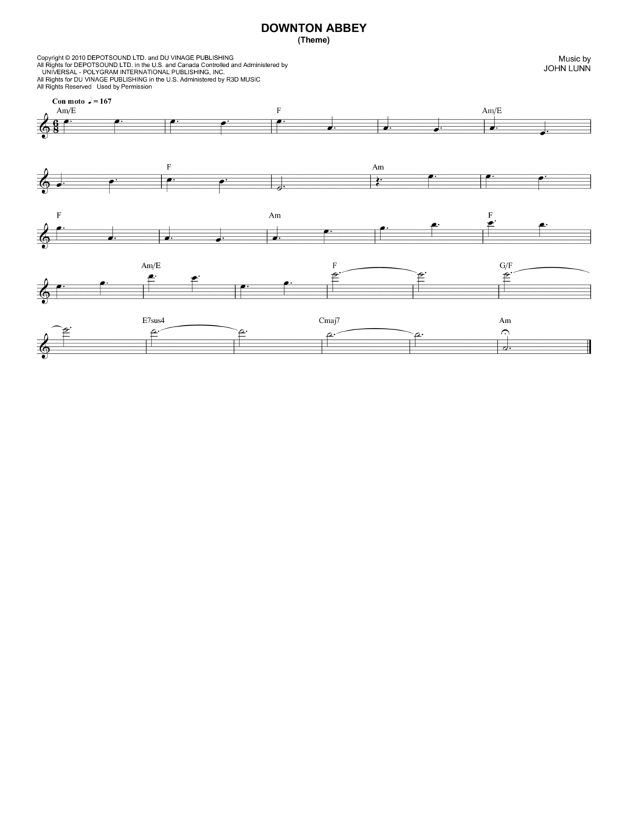 Downton Abbey (Theme) Acoustic Guitar scores gallery preview page 1
